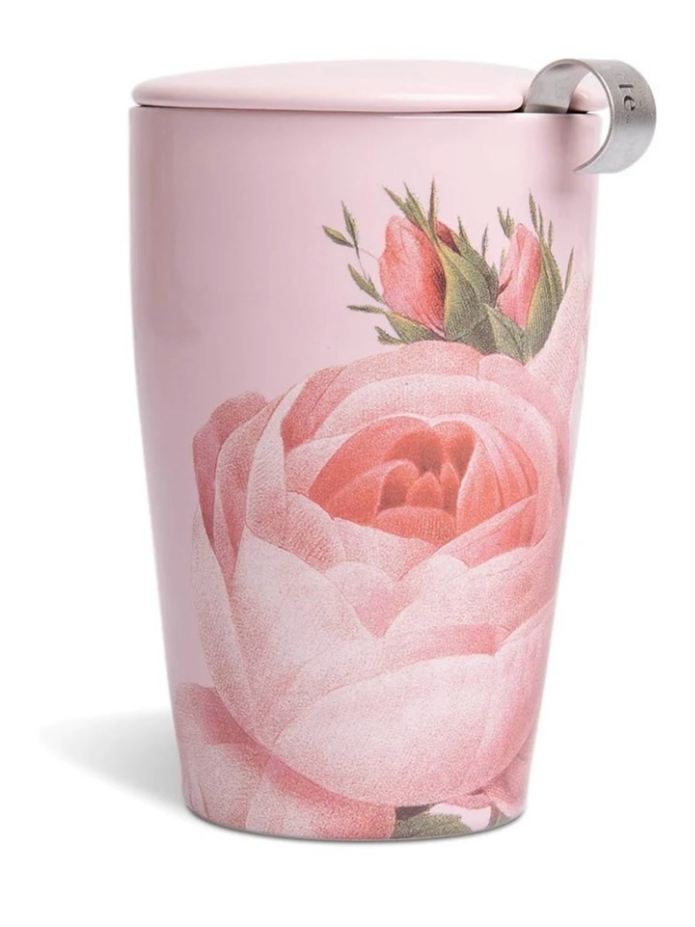 Tea Forté KATI Jardin Pink Roses Steeping Tea Cup Mug w/ Lid 12 oz